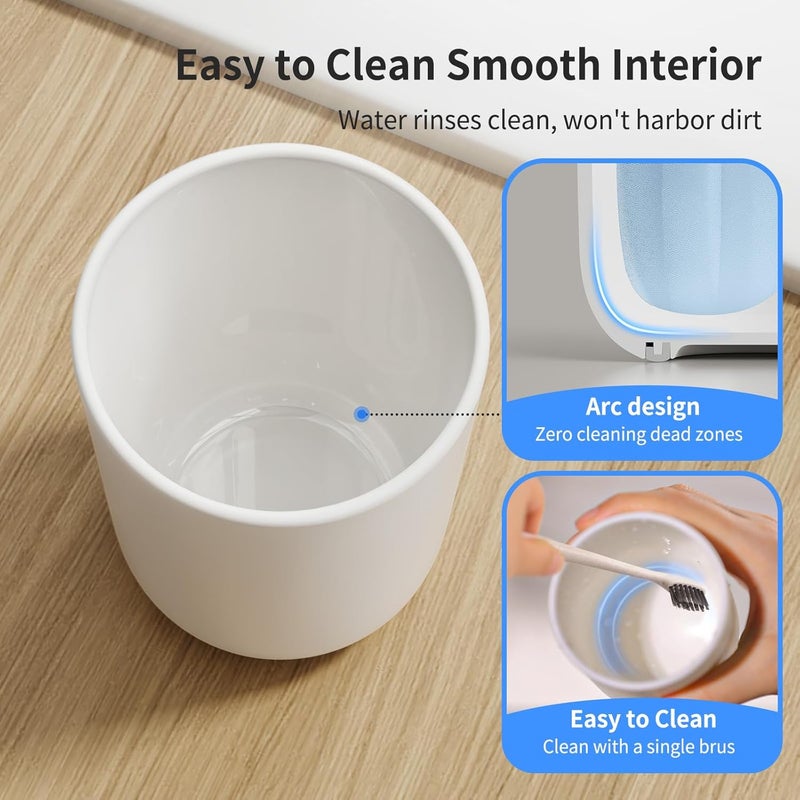 MOPMS Toothbrush Cup 13oz 380ml, Unbreakable Reusable Bathroom Tumbler 2Pcs, Non-Slip Plastic Bathroom Cup Toothbrush Holders for Bathroom White - Image 2